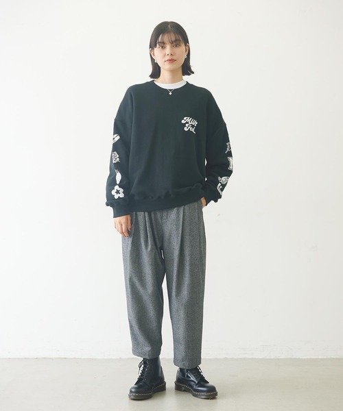 MILKFED.（ミルクフェド）の「PRINTED SLEEVE SWEAT TOP（スウェット・レディース・ライトピンク/ブラック/オフホワイト・L/M）」の15枚目の写真