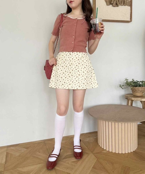 one after another NICE CLAUP（ワンアフターアナザーナイスクラップ）の「2wayピコレーストップス（Tシャツ/カットソー・レディース・オフホワイト/オレンジ系/ピンク/ブラック・FREE）」の9枚目の写真