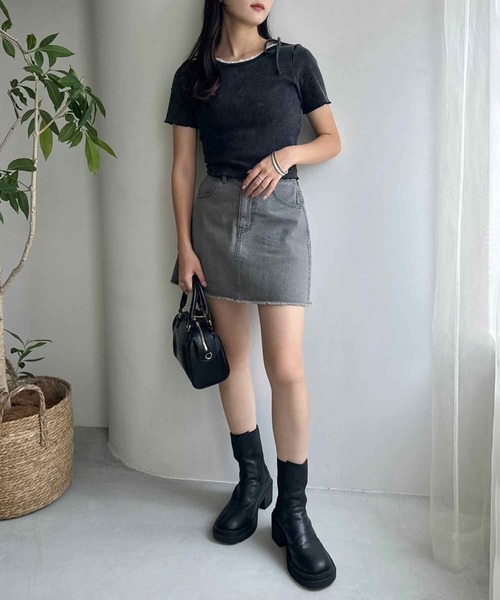 one after another NICE CLAUP（ワンアフターアナザーナイスクラップ）の「2wayピコレーストップス（Tシャツ/カットソー・レディース・オフホワイト/オレンジ系/ピンク/ブラック・FREE）」の17枚目の写真
