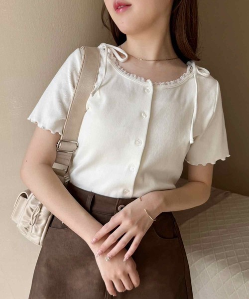 one after another NICE CLAUP（ワンアフターアナザーナイスクラップ）の「2wayピコレーストップス（Tシャツ/カットソー・レディース・オフホワイト/オレンジ系/ピンク/ブラック・FREE）」の19枚目の写真