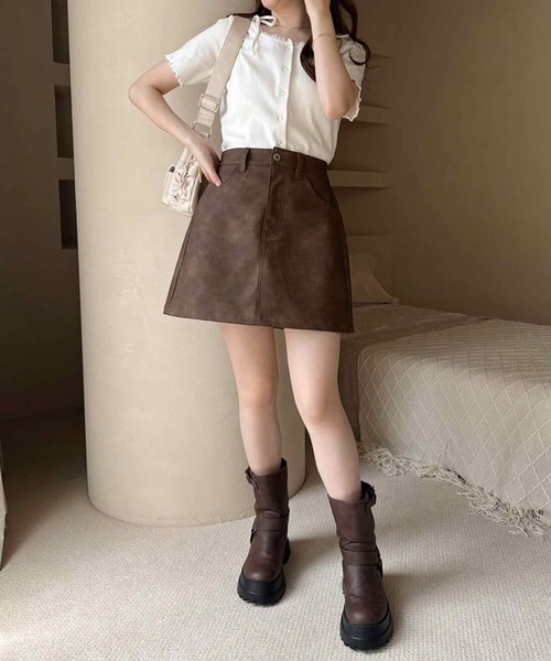one after another NICE CLAUP（ワンアフターアナザーナイスクラップ）の「2wayピコレーストップス（Tシャツ/カットソー・レディース・オフホワイト/オレンジ系/ピンク/ブラック・FREE）」の20枚目の写真