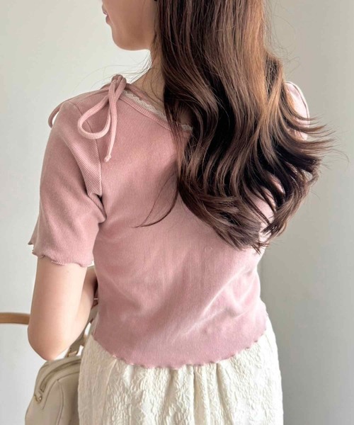 one after another NICE CLAUP（ワンアフターアナザーナイスクラップ）の「2wayピコレーストップス（Tシャツ/カットソー・レディース・オフホワイト/オレンジ系/ピンク/ブラック・FREE）」の11枚目の写真
