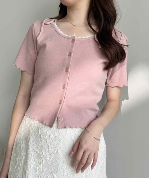 one after another NICE CLAUP（ワンアフターアナザーナイスクラップ）の「2wayピコレーストップス（Tシャツ/カットソー・レディース・オフホワイト/オレンジ系/ピンク/ブラック・FREE）」の12枚目の写真