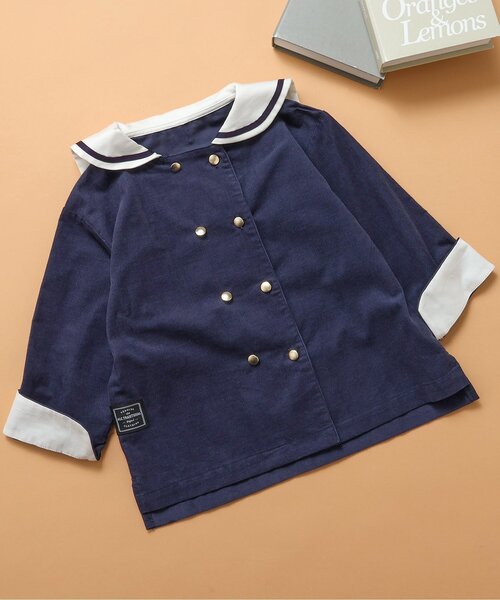apres les cours(アプレレクール)の「【リンク】セーラーシャツ(シャツ/ブラウス・キッズ・チェック/ネイビー・80/90/100/110/120/130)」の1枚目の写真