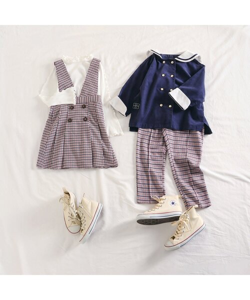 apres les cours(アプレレクール)の「【リンク】セーラーシャツ(シャツ/ブラウス・キッズ・チェック/ネイビー・80/90/100/110/120/130)」の8枚目の写真