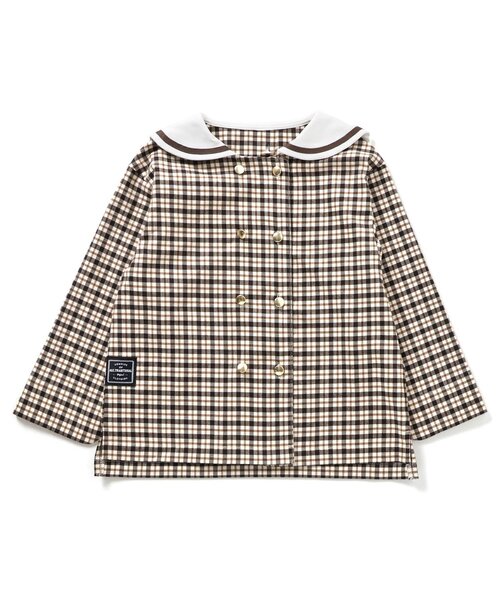 apres les cours(アプレレクール)の「【リンク】セーラーシャツ(シャツ/ブラウス・キッズ・チェック/ネイビー・80/90/100/110/120/130)」の10枚目の写真