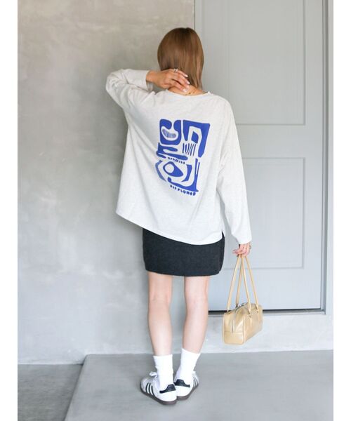 FIL DE FER クリケットプリント　ロングスリーブTEE セール】ニュアンスモチーフプリントロングスリーブTee（Tシャツ