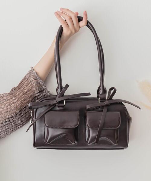 WEGO（ウィゴー）の「WEGO/リボン付きボストンバッグ（ハンドバッグ・レディース・ダークブラウン/ブラック/ブラウン/レッド・FREE）」の10枚目の写真