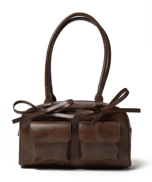 WEGO（ウィゴー）の「WEGO/リボン付きボストンバッグ（ハンドバッグ・レディース・ダークブラウン/ブラック/ブラウン/レッド・FREE）」の13枚目の写真