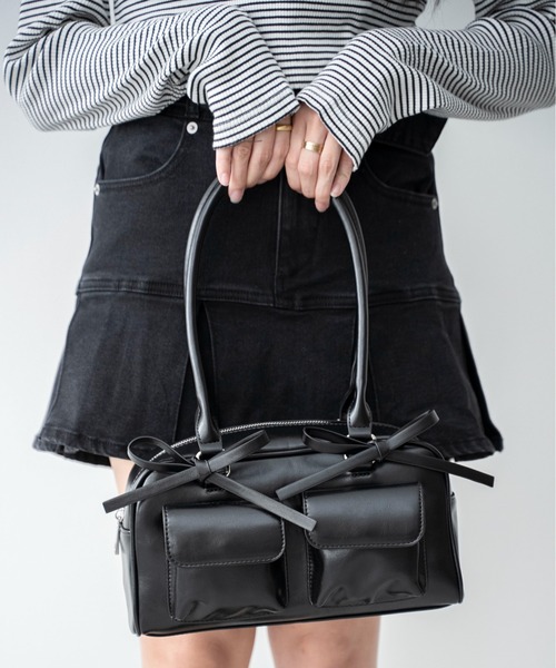 WEGO（ウィゴー）の「WEGO/リボン付きボストンバッグ（ハンドバッグ・レディース・ダークブラウン/ブラック/ブラウン/レッド・FREE）」の9枚目の写真