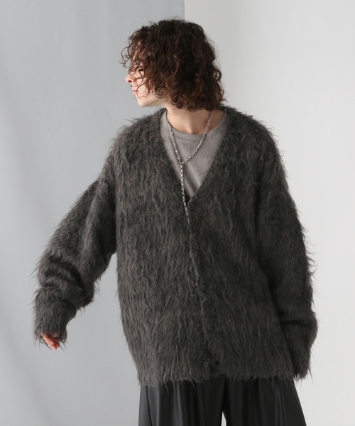 HARE（ハレ）の「メランジパーマシャギーカーディガン(HARE)（カーディガン/ボレロ・メンズ・ネイビー/イエロー/ブラック・FREE）」の18枚目の写真