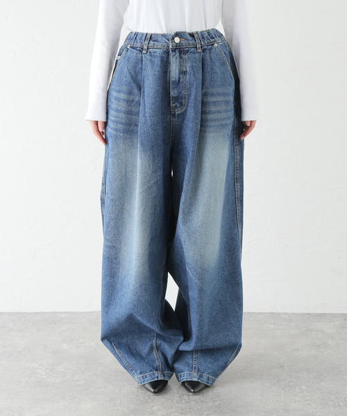 ANGLAN デニムセット セール】ANGLAN / アングラン Tin Denim Washing Balloon Pants