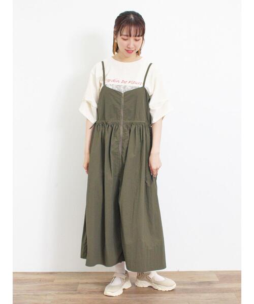 Samansa Mos2（サマンサ モスモス）の「ナイロンジップキャミワンピース（ワンピース・レディース・チャコールグレー/カーキ/ベージュ・F）」の3枚目の写真