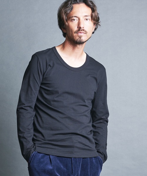 Magine(マージン)の「CTN BASIC U/N TEE L/S:コットンベーシック Uネック ロングスリーブ(Tシャツ/カットソー・メンズ・グレー/オリーブ/チャコールグレー/ホワイト/ブラック・44/46/48)」の10枚目の写真