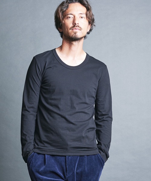 Magine(マージン)の「CTN BASIC U/N TEE L/S:コットンベーシック Uネック ロングスリーブ(Tシャツ/カットソー・メンズ・グレー/オリーブ/チャコールグレー/ホワイト/ブラック・44/46/48)」の11枚目の写真
