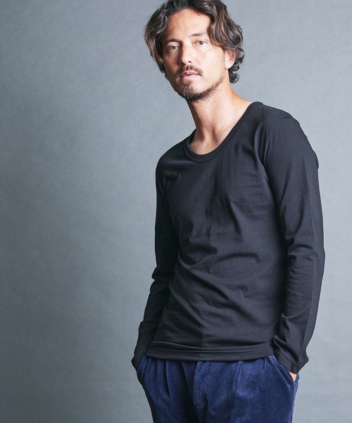Magine(マージン)の「CTN BASIC U/N TEE L/S:コットンベーシック Uネック ロングスリーブ(Tシャツ/カットソー・メンズ・グレー/オリーブ/チャコールグレー/ホワイト/ブラック・44/46/48)」の13枚目の写真