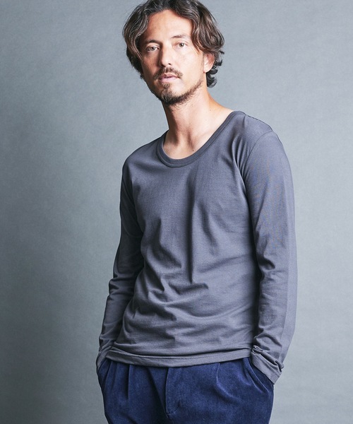 Magine(マージン)の「CTN BASIC U/N TEE L/S:コットンベーシック Uネック ロングスリーブ(Tシャツ/カットソー・メンズ・グレー/オリーブ/チャコールグレー/ホワイト/ブラック・44/46/48)」の15枚目の写真
