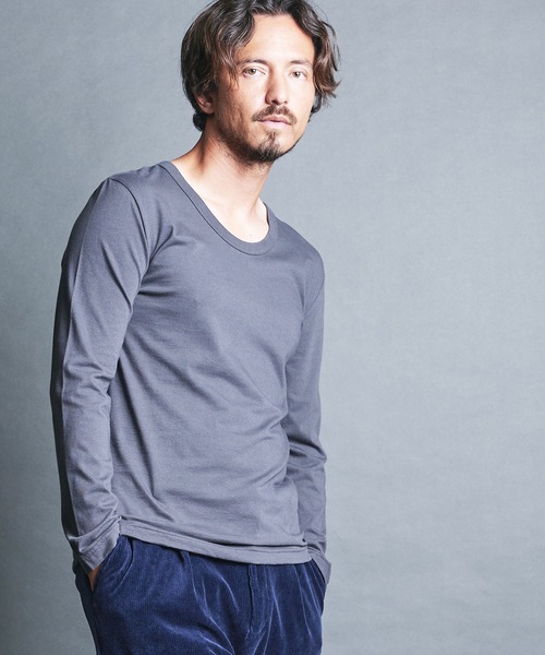 Magine(マージン)の「CTN BASIC U/N TEE L/S:コットンベーシック Uネック ロングスリーブ(Tシャツ/カットソー・メンズ・グレー/オリーブ/チャコールグレー/ホワイト/ブラック・44/46/48)」の16枚目の写真