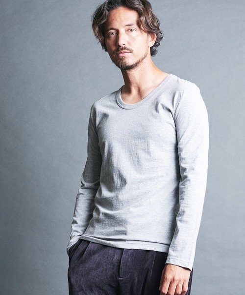 Magine(マージン)の「CTN BASIC U/N TEE L/S:コットンベーシック Uネック ロングスリーブ(Tシャツ/カットソー・メンズ・グレー/オリーブ/チャコールグレー/ホワイト/ブラック・44/46/48)」の18枚目の写真