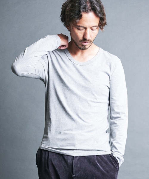 Magine(マージン)の「CTN BASIC U/N TEE L/S:コットンベーシック Uネック ロングスリーブ(Tシャツ/カットソー・メンズ・グレー/オリーブ/チャコールグレー/ホワイト/ブラック・44/46/48)」の20枚目の写真