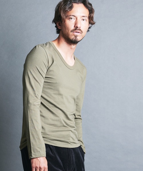 Magine(マージン)の「CTN BASIC U/N TEE L/S:コットンベーシック Uネック ロングスリーブ(Tシャツ/カットソー・メンズ・グレー/オリーブ/チャコールグレー/ホワイト/ブラック・44/46/48)」の21枚目の写真