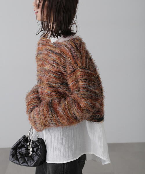 FREE'S MART（フリーズマート）の「シャギーグラデーションボーダーニット（ニット/セーター・レディース・グリーン/レッド・FREE）」の4枚目の写真