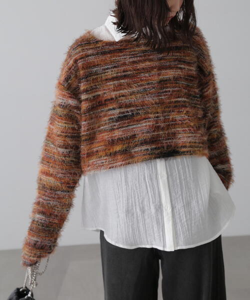 FREE'S MART（フリーズマート）の「シャギーグラデーションボーダーニット（ニット/セーター・レディース・グリーン/レッド・FREE）」の5枚目の写真