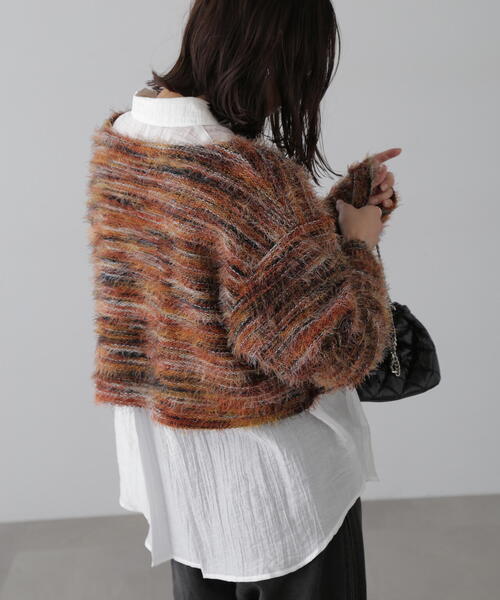 FREE'S MART（フリーズマート）の「シャギーグラデーションボーダーニット（ニット/セーター・レディース・グリーン/レッド・FREE）」の6枚目の写真