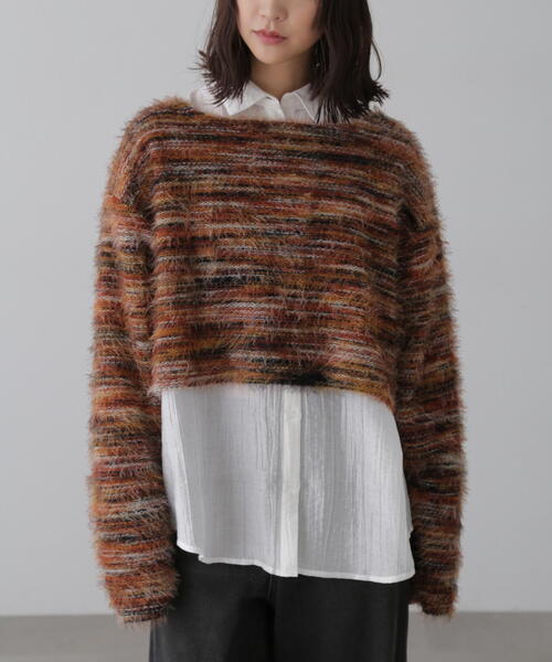 FREE'S MART（フリーズマート）の「シャギーグラデーションボーダーニット（ニット/セーター・レディース・グリーン/レッド・FREE）」の10枚目の写真