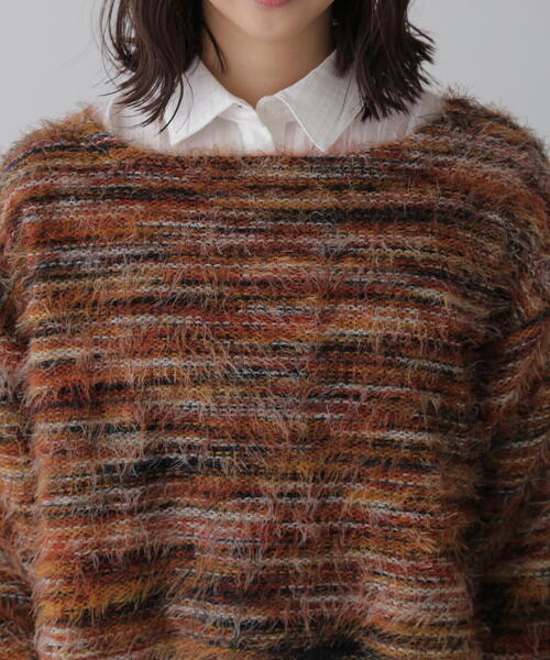 FREE'S MART（フリーズマート）の「シャギーグラデーションボーダーニット（ニット/セーター・レディース・グリーン/レッド・FREE）」の13枚目の写真