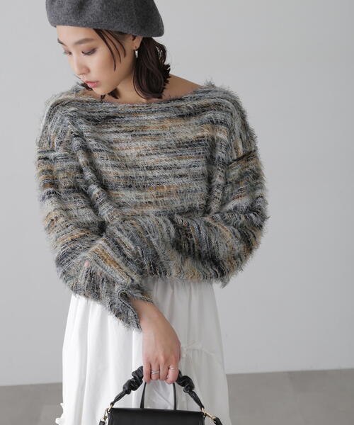 FREE'S MART（フリーズマート）の「シャギーグラデーションボーダーニット（ニット/セーター・レディース・グリーン/レッド・FREE）」の18枚目の写真