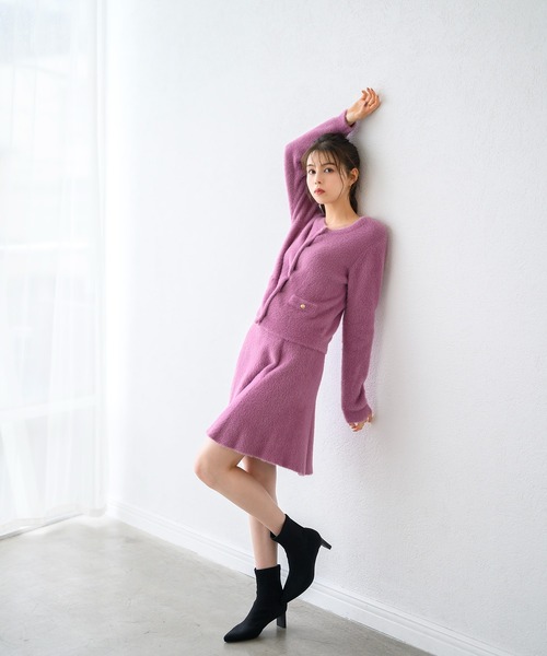 MISCH MASCH（ミッシュマッシュ）の「シャギー金釦カーディガン/MM448401（カーディガン/ボレロ・レディース・チャコールグレー/ホワイト/ピンク/アイボリー・ﾌﾘ-）」の17枚目の写真