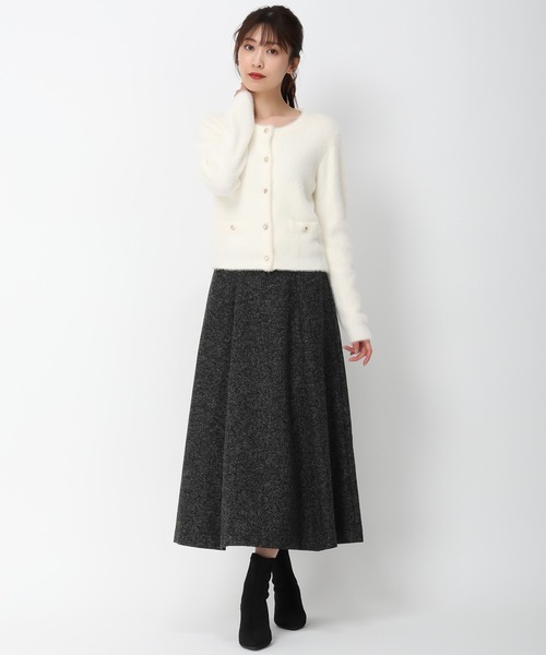 MISCH MASCH（ミッシュマッシュ）の「シャギー金釦カーディガン/MM448401（カーディガン/ボレロ・レディース・チャコールグレー/ホワイト/ピンク/アイボリー・ﾌﾘ-）」の9枚目の写真