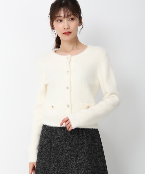 MISCH MASCH（ミッシュマッシュ）の「シャギー金釦カーディガン/MM448401（カーディガン/ボレロ・レディース・チャコールグレー/ホワイト/ピンク/アイボリー・ﾌﾘ-）」の12枚目の写真