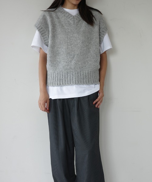 ENCIRCLE(エンサークル)の「【ENCIRCLE/エンサークル】Stubby vest / スタビーベスト(ニット/セーター・レディース・カーキ/グレー・FREE)」の4枚目の写真