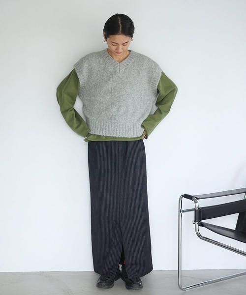 ENCIRCLE(エンサークル)の「【ENCIRCLE/エンサークル】Stubby vest / スタビーベスト(ニット/セーター・レディース・カーキ/グレー・FREE)」の11枚目の写真