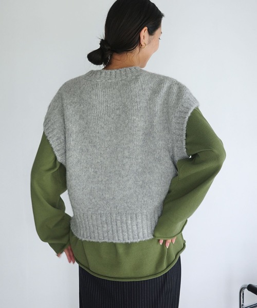 ENCIRCLE(エンサークル)の「【ENCIRCLE/エンサークル】Stubby vest / スタビーベスト(ニット/セーター・レディース・カーキ/グレー・FREE)」の15枚目の写真