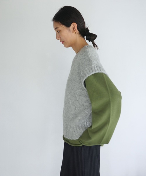 ENCIRCLE(エンサークル)の「【ENCIRCLE/エンサークル】Stubby vest / スタビーベスト(ニット/セーター・レディース・カーキ/グレー・FREE)」の17枚目の写真