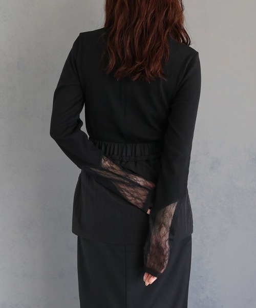 &g'aime(アンジェム)の「【&g’aime】レース切替リブトップス LACE DOCKING RIB TOPS(Tシャツ/カットソー・レディース・ブラック・FREE)」の12枚目の写真