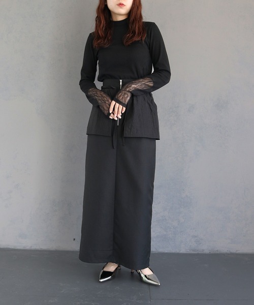 &g'aime(アンジェム)の「【&g’aime】レース切替リブトップス LACE DOCKING RIB TOPS(Tシャツ/カットソー・レディース・ブラック・FREE)」の15枚目の写真