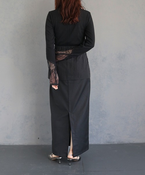 &g'aime(アンジェム)の「【&g’aime】レース切替リブトップス LACE DOCKING RIB TOPS(Tシャツ/カットソー・レディース・ブラック・FREE)」の17枚目の写真