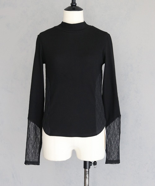 &g'aime(アンジェム)の「【&g’aime】レース切替リブトップス LACE DOCKING RIB TOPS(Tシャツ/カットソー・レディース・ブラック・FREE)」の19枚目の写真