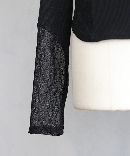 &g'aime(アンジェム)の「【&g’aime】レース切替リブトップス LACE DOCKING RIB TOPS(Tシャツ/カットソー・レディース・ブラック・FREE)」の20枚目の写真