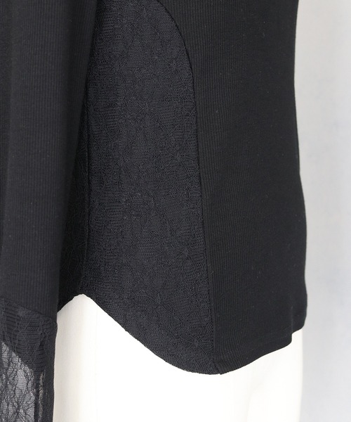 &g'aime(アンジェム)の「【&g’aime】レース切替リブトップス LACE DOCKING RIB TOPS(Tシャツ/カットソー・レディース・ブラック・FREE)」の21枚目の写真
