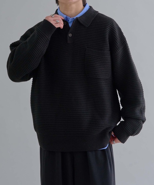 epnok（エプノック）の「ガーター編みルーズニットポロ（ニット/セーター・メンズ・グレー/ブラック/チャコールグレー/ブラック系その他/ブルー系その他/ブラウン系その他・SMALL/MEDIUM/LARGE）」の21枚目の写真