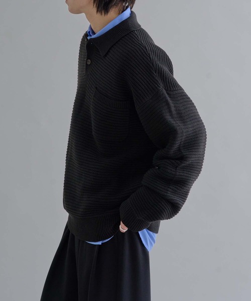 epnok（エプノック）の「ガーター編みルーズニットポロ（ニット/セーター・メンズ・グレー/ブラック/チャコールグレー/ブラック系その他/ブルー系その他/ブラウン系その他・SMALL/MEDIUM/LARGE）」の22枚目の写真