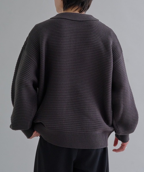 epnok（エプノック）の「ガーター編みルーズニットポロ（ニット/セーター・メンズ・グレー/ブラック/チャコールグレー/ブラック系その他/ブルー系その他/ブラウン系その他・SMALL/MEDIUM/LARGE）」の15枚目の写真