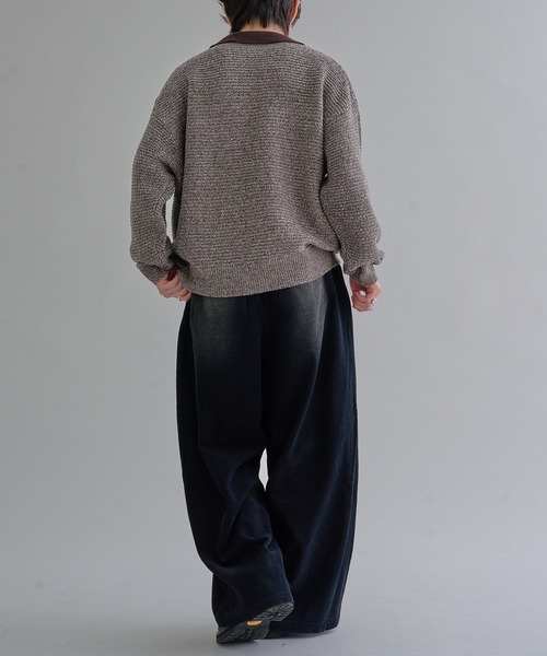 epnok（エプノック）の「ガーター編みルーズニットポロ（ニット/セーター・メンズ・グレー/ブラック/チャコールグレー/ブラック系その他/ブルー系その他/ブラウン系その他・SMALL/MEDIUM/LARGE）」の14枚目の写真