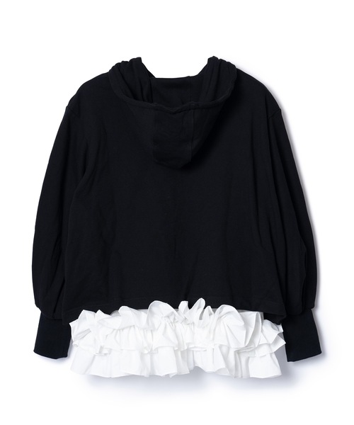 NON TOKYO(ノントーキョー)の「FRILL HEM SWEAT HOODIE(パーカー・レディース・ブラック×ホワイト/グリーン×ピンク/ベージュ系・FREE)」の8枚目の写真