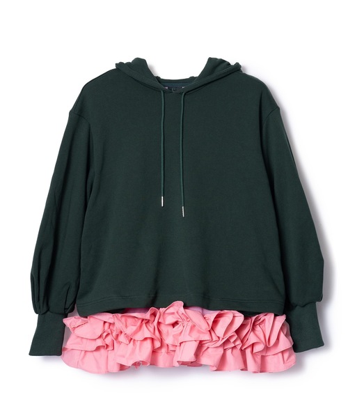 NON TOKYO(ノントーキョー)の「FRILL HEM SWEAT HOODIE(パーカー・レディース・ブラック×ホワイト/グリーン×ピンク/ベージュ系・FREE)」の9枚目の写真